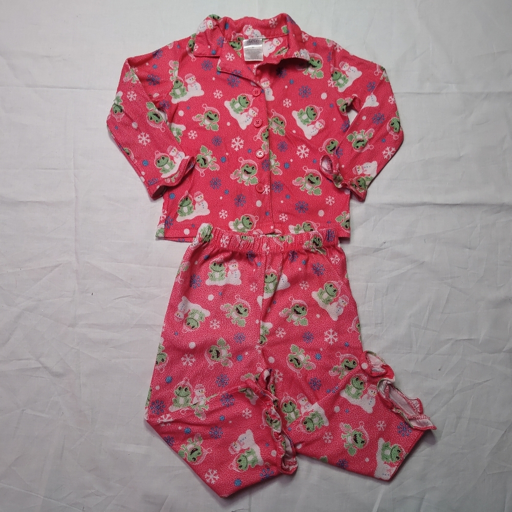 Steve Pajama Set Girl's 3T Pink Kid's Two Piece Pant & Shirt Set Winter PJs